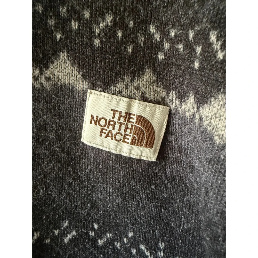 The North Face Mens XXL Gray Fair Isle Mountain 1/4 Zip Fleece Pullover Sweater